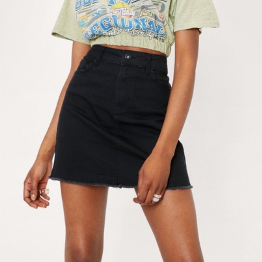 Nasty Gal-size 2-black denim mini shirt new with tags